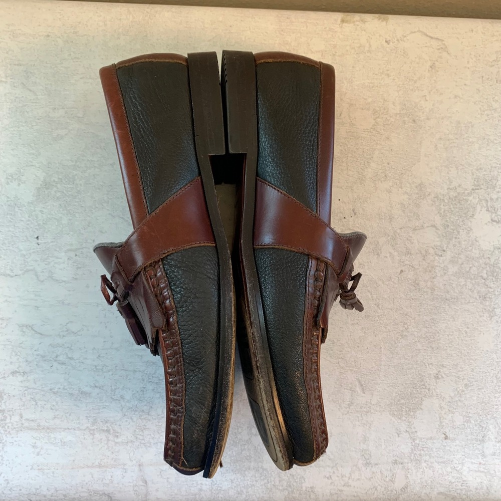 Johnston & Murphy Mens 10.5 M Kiltie Tassel Loafers Brown Black Handcrafted USA - Picture 7 of 15